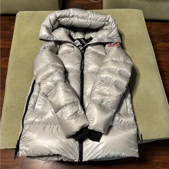 Authentic Cypress Puffer Silver Hooded Puffer Coat - Premium Down Insulation
